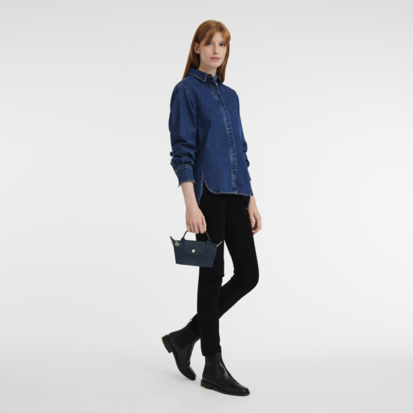 Le Pliage Green Pouch with handle Navy - Image 2