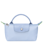 Le Pliage Green Pouch with handle Sky Blue