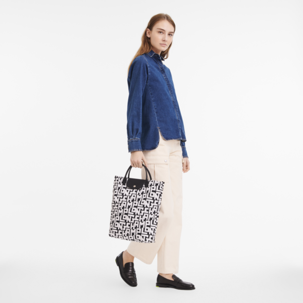 Le Pliage LGP M Tote bag Black/White - Image 2