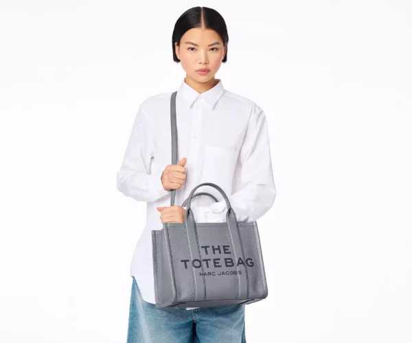 The Marc Jacobs Medium Tote Bag Leather Wolf Grey - Image 3