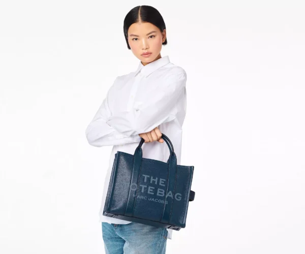 The Marc Jacobs Medium Tote Bag Leather Blue Sea - Image 4