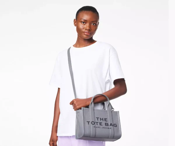 The Marc Jacobs Small Tote Bag Leather Wolf Grey - Image 2