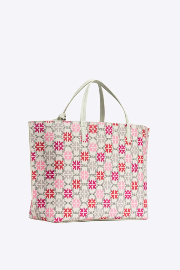 Love Birds Monogram Big Shopper Bag WHITE/FUCHSIA/RED-ANTIQUE GOLD - Image 2