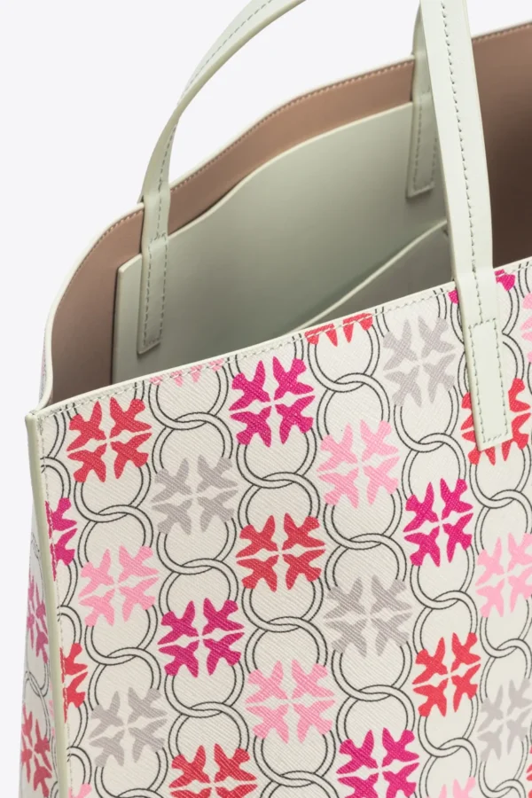 Love Birds Monogram Big Shopper Bag WHITE/FUCHSIA/RED-ANTIQUE GOLD - Image 7