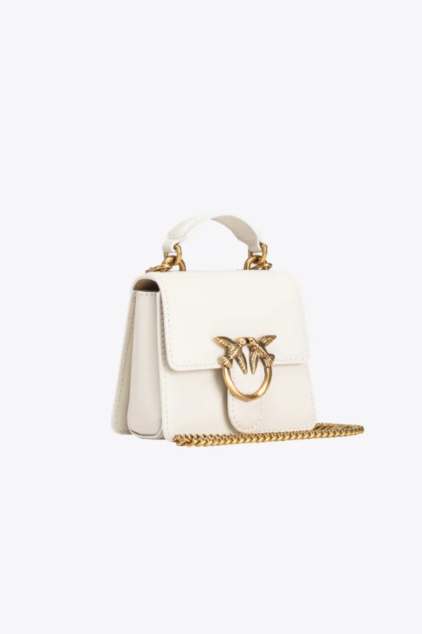 Micro Love Bag One Top Handle Light WHITE WHITE-ANTIQUE GOLD - Image 3