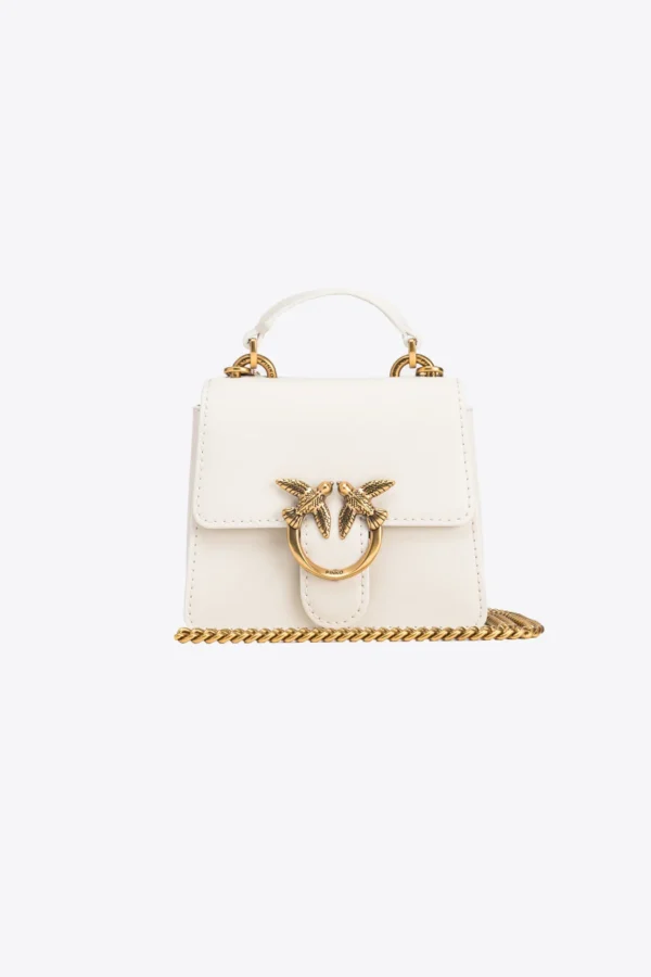 Micro Love Bag One Top Handle Light WHITE WHITE-ANTIQUE GOLD