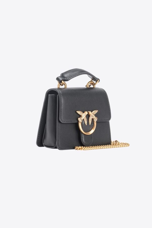 Micro Love Bag One Top Handle Light BLACK-ANTIQUE GOLD - Image 3