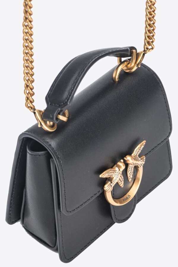 Micro Love Bag One Top Handle Light BLACK-ANTIQUE GOLD - Image 7