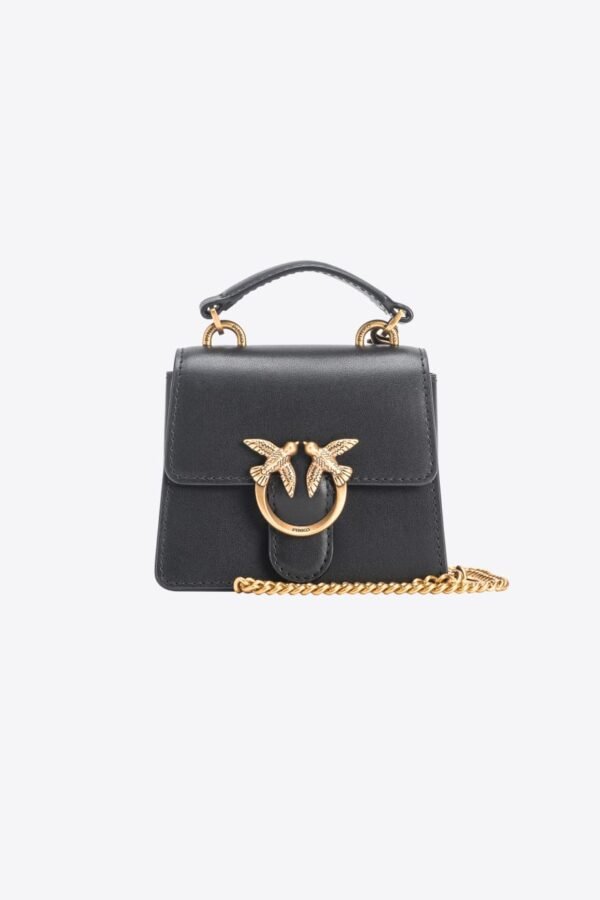 Micro Love Bag One Top Handle Light BLACK-ANTIQUE GOLD