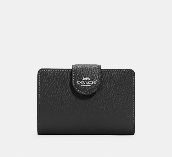 Coach Medium Corner Zip Wallet Silver/Black