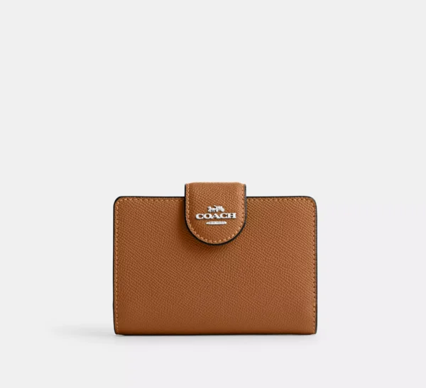 Coach Medium Corner Zip Wallet Silver/Light Saddle
