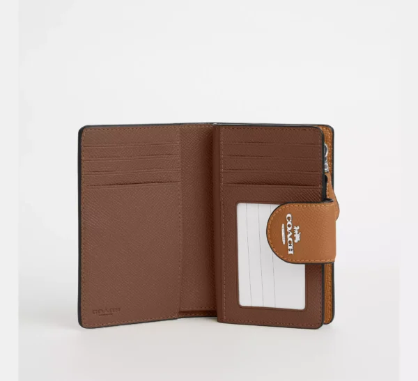 Coach Medium Corner Zip Wallet Silver/Light Saddle - Image 2