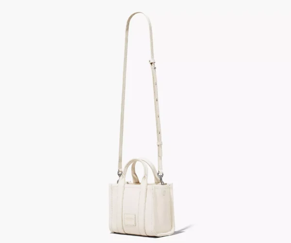 The Marc Jacobs Crossbody Tote Bag Leather Cotton Silver - Image 3