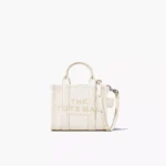 The Marc Jacobs Crossbody Tote Bag Leather Cotton Silver