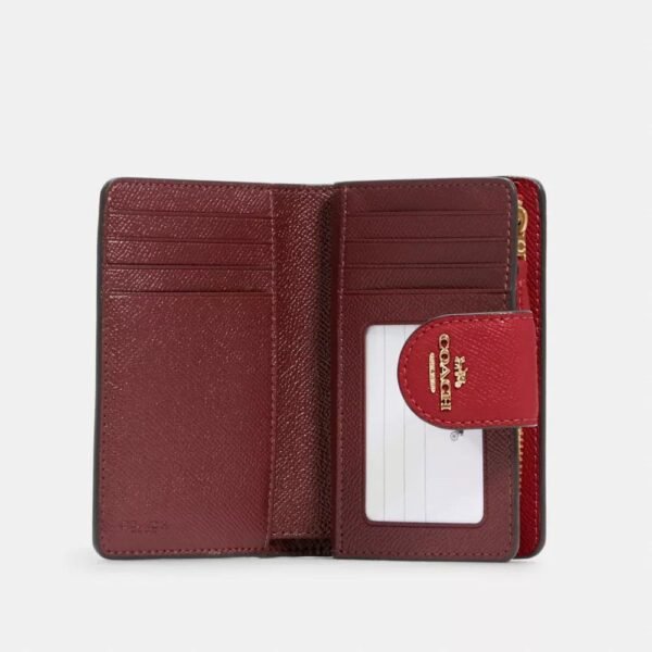 Coach Medium Corner Zip Wallet Gold/Scarlet Red - Image 2