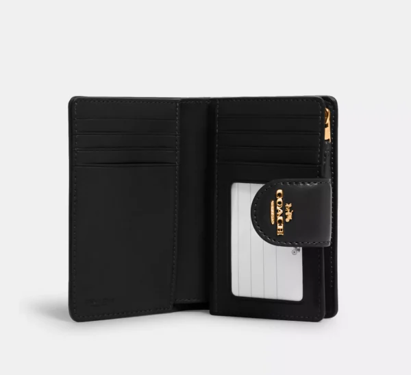 Coach Medium Corner Zip Wallet In Signature Canvas Gold/Brown/Black - Image 2