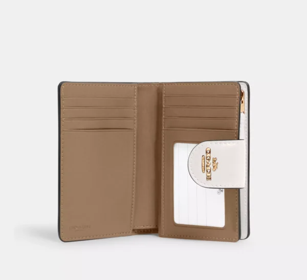 Coach Medium Corner Zip Wallet In Signature Canvas Gold/Light Khaki/Chalk - Image 2