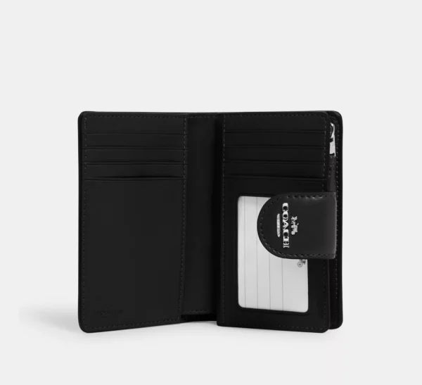 Coach Medium Corner Zip Wallet In Signature Canvas Silver/Graphite/Black - Image 2