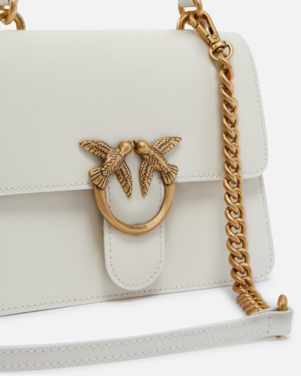 Mini Love Bag One Top Handle Light Simply WHITE WHITE-ANTIQUE GOLD - Image 3