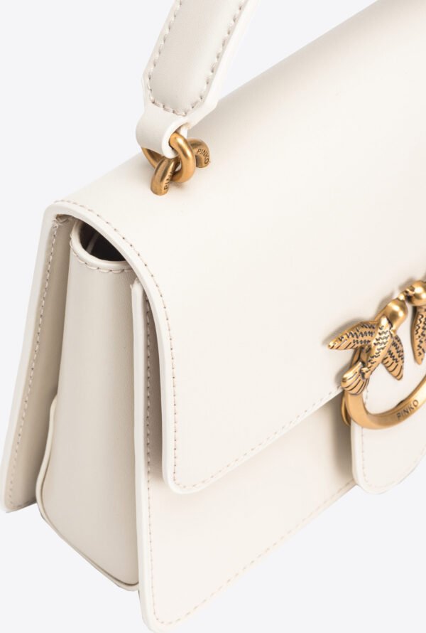 Mini Love Bag One Top Handle Light Simply WHITE WHITE-ANTIQUE GOLD - Image 6