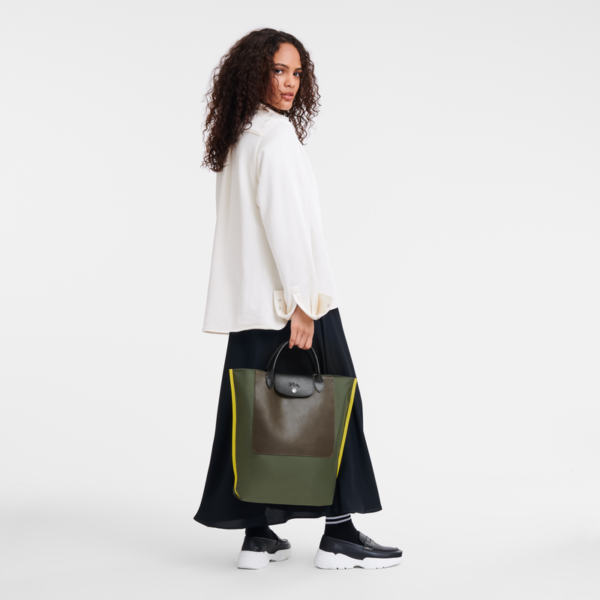 Cabas Longchamp M Tote bag Khaki - Image 2