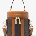 Michael Kors Bedford Travel Medium Satchel Bag in Signature HAVAN/GOLD