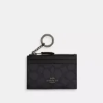 Coach Mini Skinny Id Case Signature Canvas/Gunmetal/Charcoal/Black