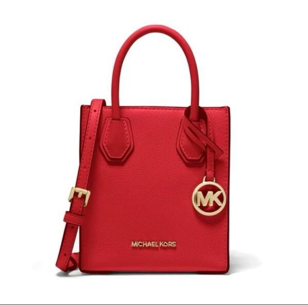 Michael Kors Mercer Extra-Small Pebbled Leather Crossbody Bag BRIGHT RED - Image 4