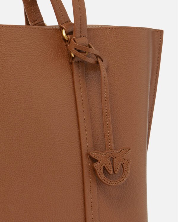 Pinko Large tumbled leather Shopper Bag Brown - Image 3