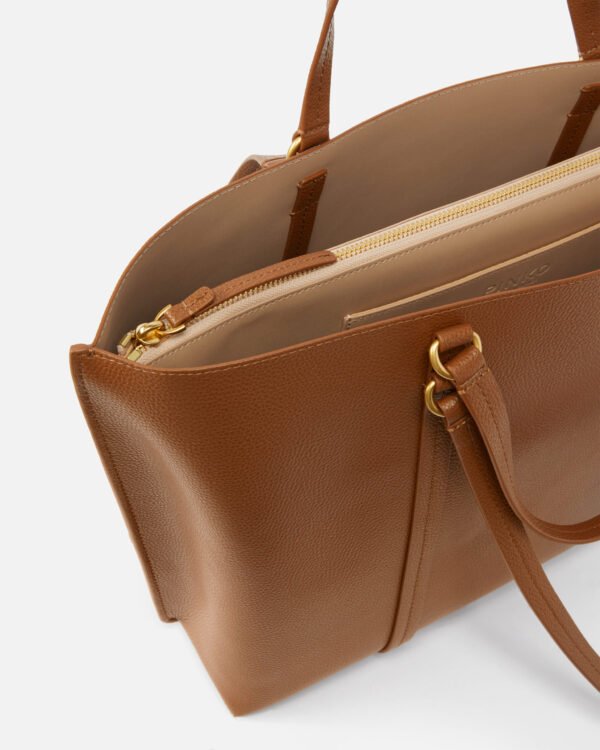 Pinko Large tumbled leather Shopper Bag Brown - Image 4