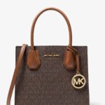 Mercer Medium Logo and Leather Accordion Crossbody Bag BROWN