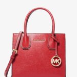 Michael Kors Mercer Medium Pebbled Leather Crossbody Bag BRIGHT RED