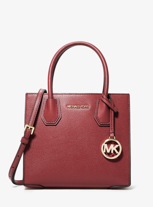 Michael Kors Mercer Medium Pebbled Leather Crossbody Bag DARK CHERRY