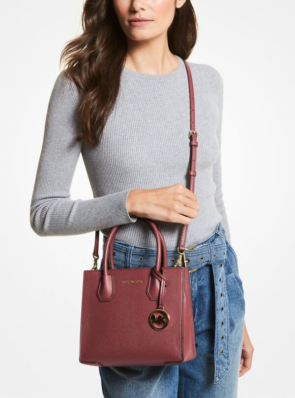 Michael Kors Mercer Medium Pebbled Leather Crossbody Bag DARK CHERRY - Image 3
