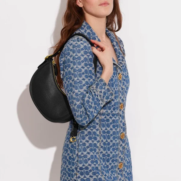 Coach Luna Shoulder Bag Leather Black - Image 6