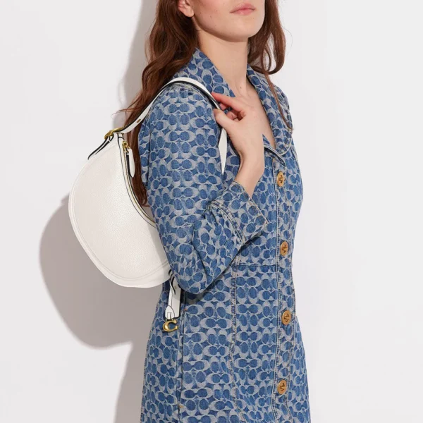 Coach Luna Shoulder Bag Leather White - Image 6