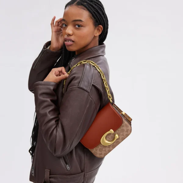 Coach Idol In Signature Canvas With Snakeskin Detail - Image 5