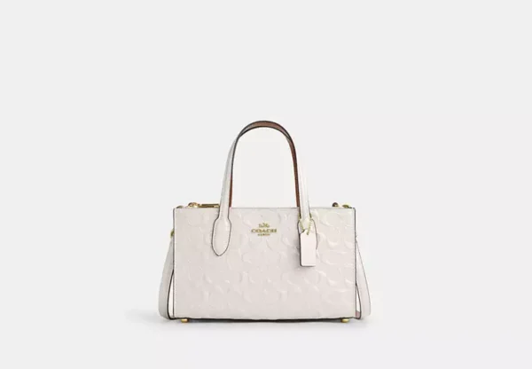 Coach Nina Small Tote Bag in Signature Leather White