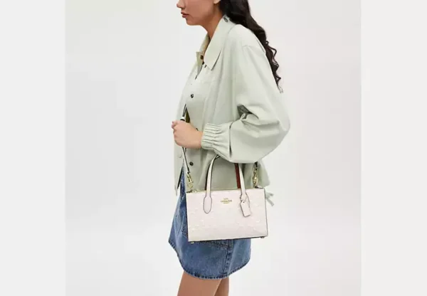 Coach Nina Small Tote Bag in Signature Leather White - Image 5