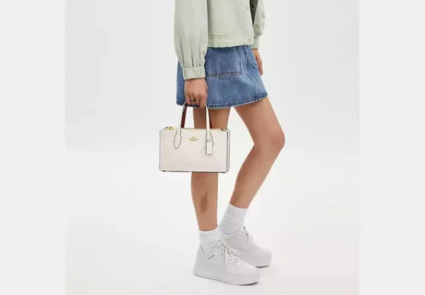 Coach Nina Small Tote Bag in Signature Leather White - Image 6