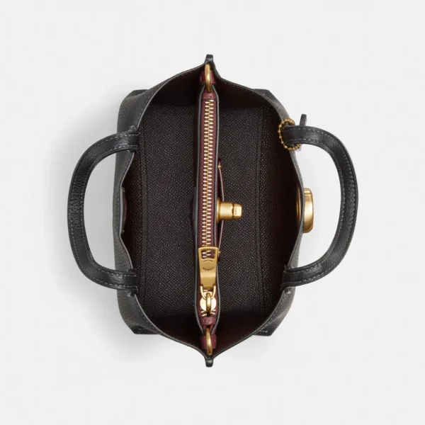 Coach Willow Tote Bag 18 Leather Black - Image 4