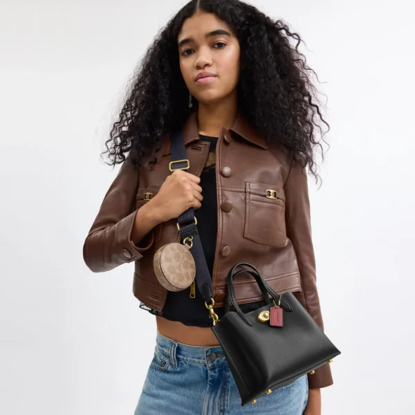 Coach Willow Tote Bag 18 Leather Black - Image 5