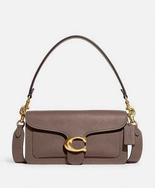 Tabby Shoulder Bag 26 refined pebble leather Dark Stone