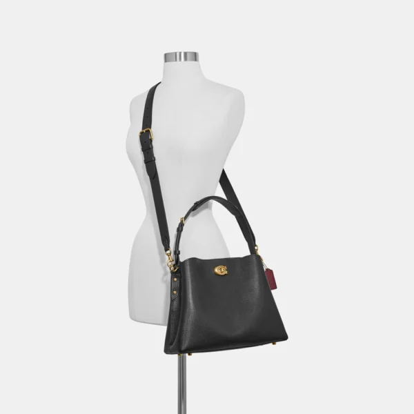 Coach Willow Shoulder Bag Leather Black - Image 7
