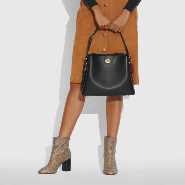 Coach Willow Shoulder Bag Leather Black - Image 5