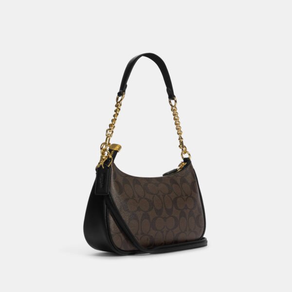 Teri Shoulder Bag In Signature Canvas Brown Black - Image 2