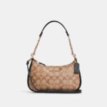 Teri Shoulder Bag In Signature Canvas Khaki Black