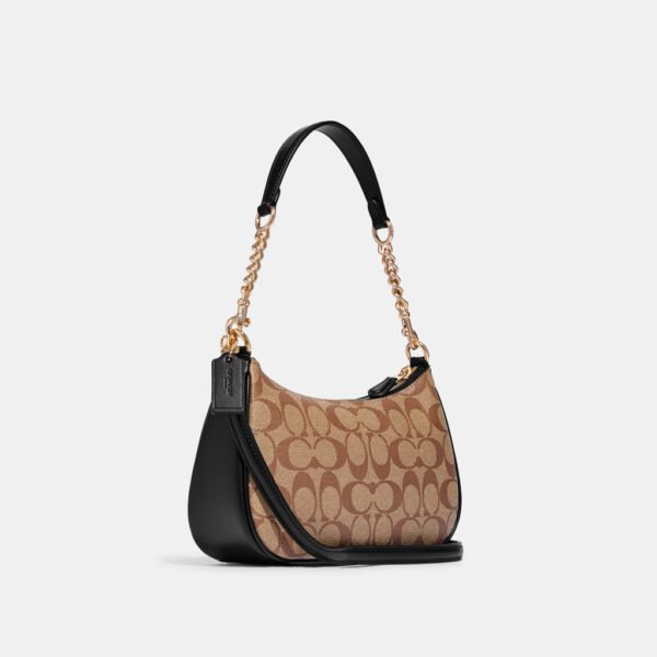 Teri Shoulder Bag In Signature Canvas Khaki Black - Image 2