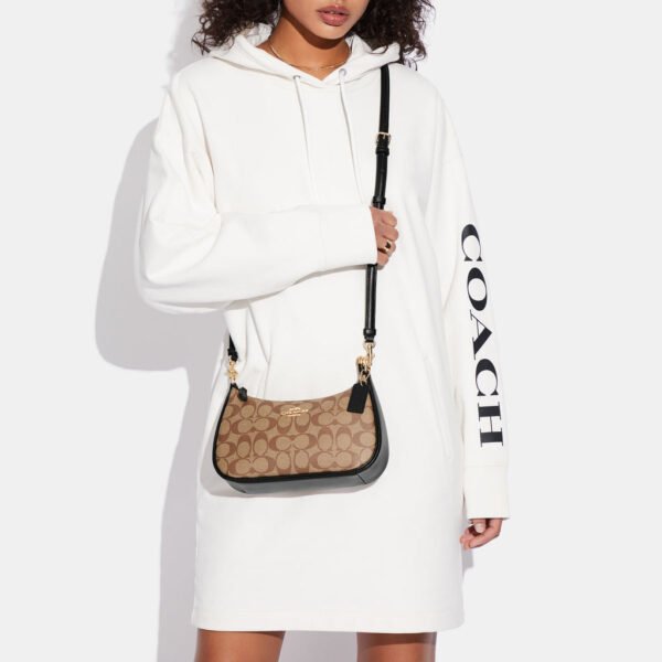 Teri Shoulder Bag In Signature Canvas Khaki Black - Image 4