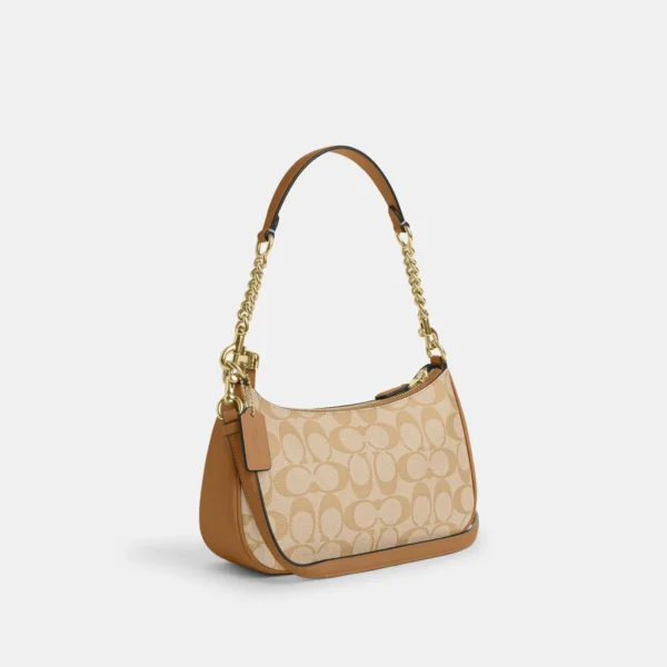 Teri Shoulder Bag In Signature Canvas Khaki Saddle - Image 2